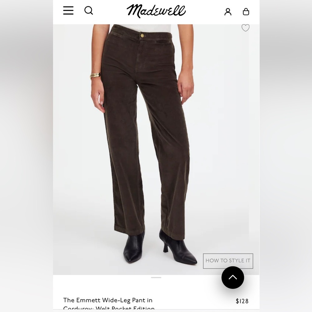 Emmett wide leg pant in brown corduroy! - Picture 3 of 6